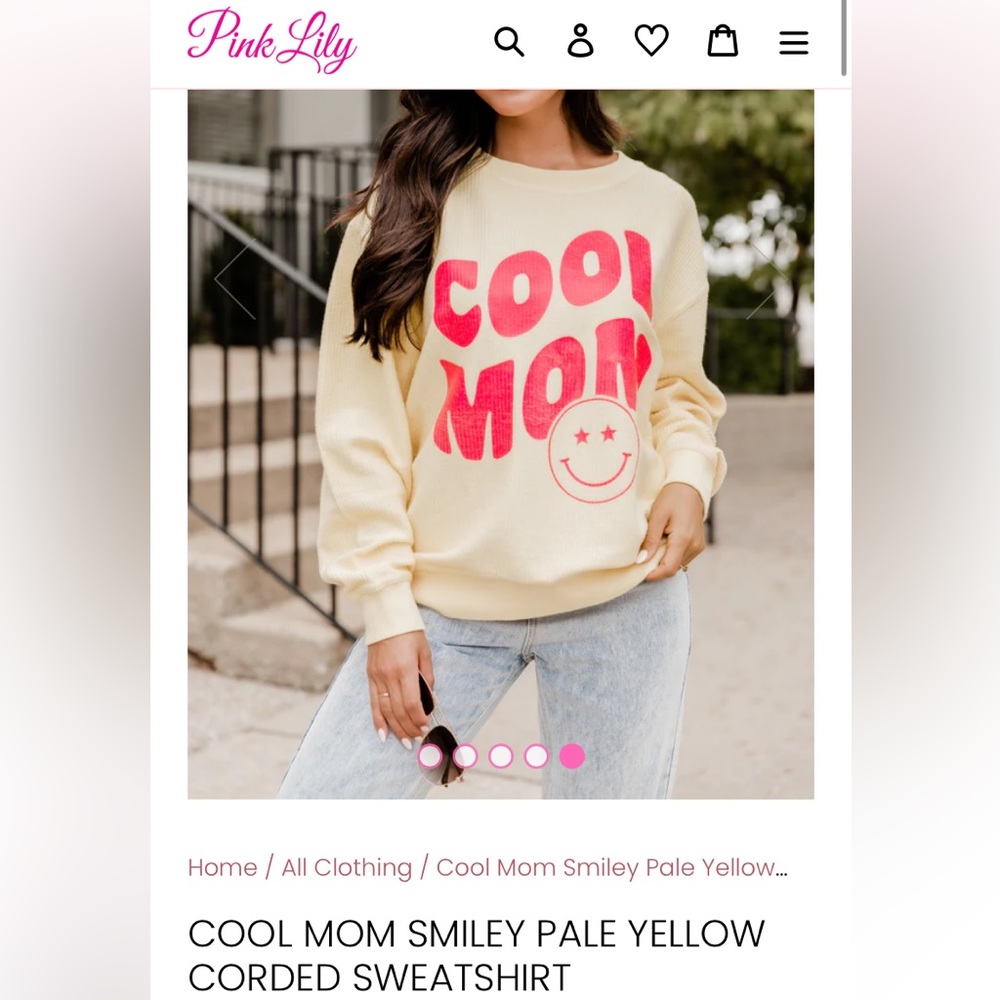 Cool Mom Pink Lily yellow corded sweatshirt